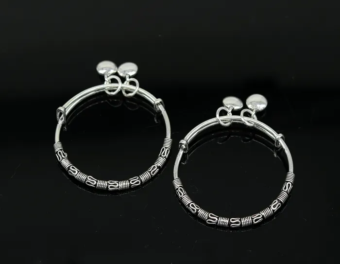 Rings TRIBAL ORNAMENTS Exclusive stylish 925 sterling silver adjustable charm baby bangles kada silver new born kids jewelry oxidized jewelry bbk67
