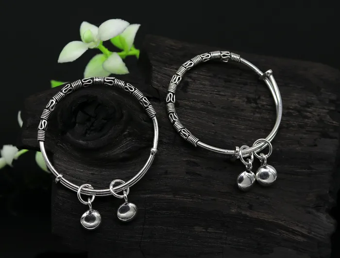 Rings TRIBAL ORNAMENTS Exclusive stylish 925 sterling silver adjustable charm baby bangles kada silver new born kids jewelry oxidized jewelry bbk67