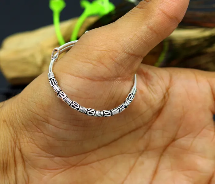 Rings TRIBAL ORNAMENTS Exclusive stylish 925 sterling silver adjustable charm baby bangles kada silver new born kids jewelry oxidized jewelry bbk67