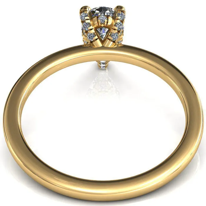 Rosy Pear Moissanite 3 Claw Prong Single Rail Micropave Engagement Ring Fire Brilliance Rings