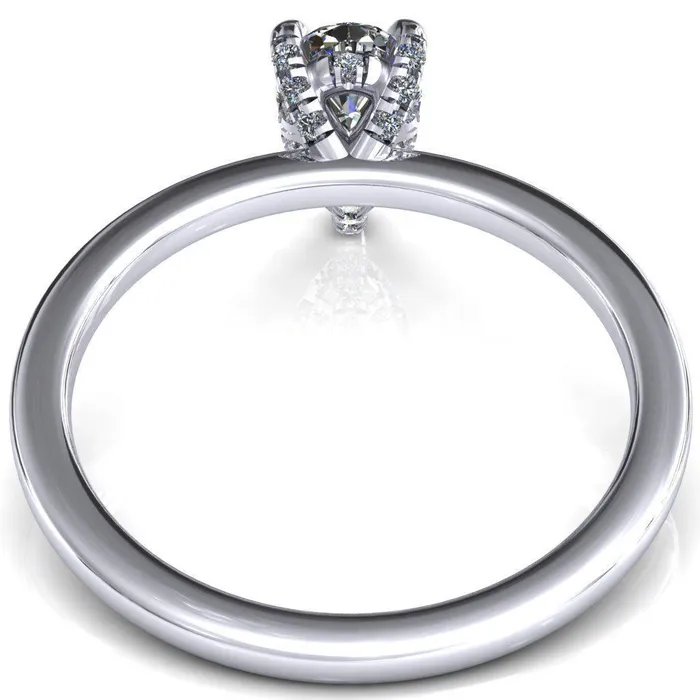 Rosy Pear Moissanite 3 Claw Prong Single Rail Micropave Engagement Ring Fire Brilliance Rings