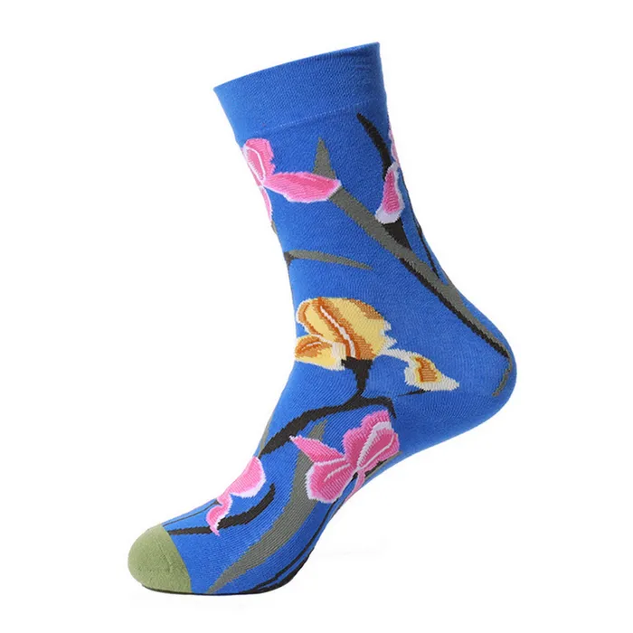 SF1055 Royal Blue Floral Print Socks POLLY Rings