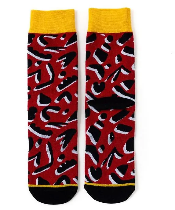 SF798 Red Black Squiggles Socks POLLY Rings
