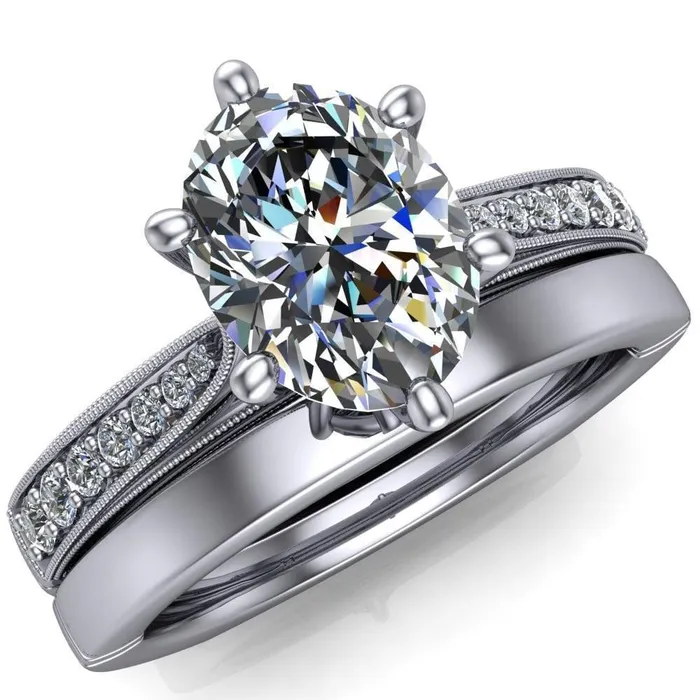 Shayla Oval Center Stone 6 Prong Diamond Channel Engagement Ring Fire Brilliance Rings Shayla Oval Center Stone 6 Prong Diamond Channel Engagement Ring Fire Brilliance Rings