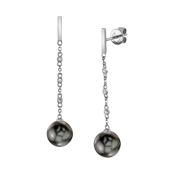 Tahitian South Sea Pearl Diamond Flicker Dangle Earrings spt Earrings