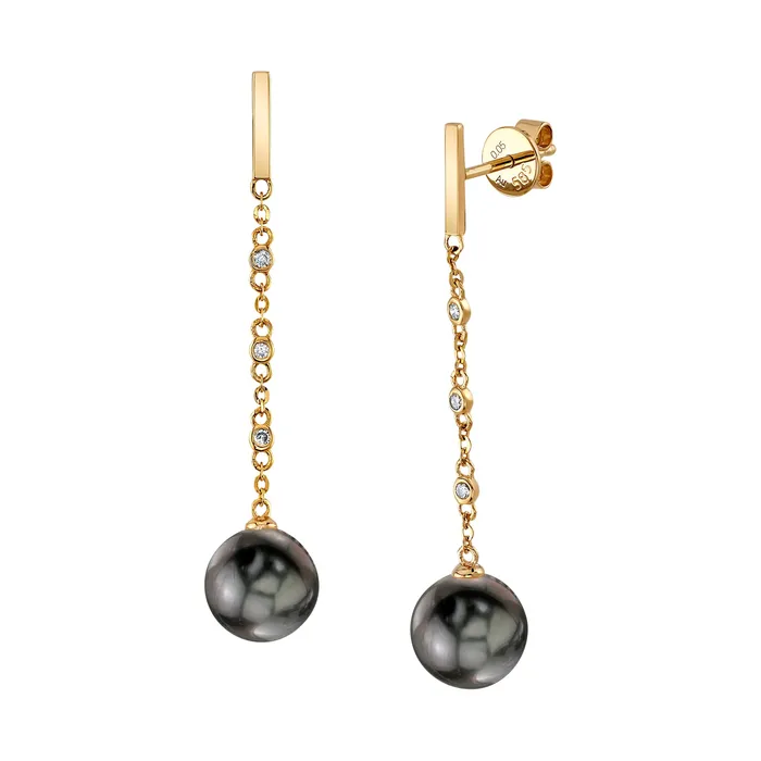 Tahitian South Sea Pearl Diamond Flicker Dangle Earrings spt Earrings