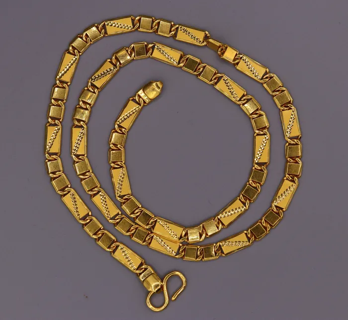 TRIBAL ORNAMENTS Authentic 22 karat yellow gold 5mm 20 inches handmade solid gold bar royal nawabi chain necklace form Rajasthan India ch67 Necklaces TRIBAL ORNAMENTS Authentic 22 karat yellow gold 5mm 20 inches handmade solid gold bar royal nawabi chain necklace form Rajasthan India ch67 Necklaces