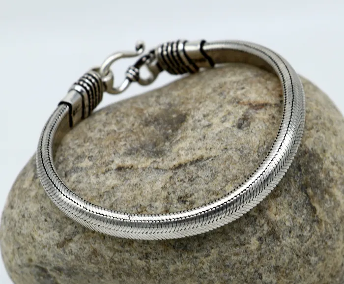 TRIBAL ORNAMENTS Bracelets 7mm 8 solid 925 sterling silver handmade snake chain heavy customized D shape half round bracelet personalized gifting jewelry nsbr250