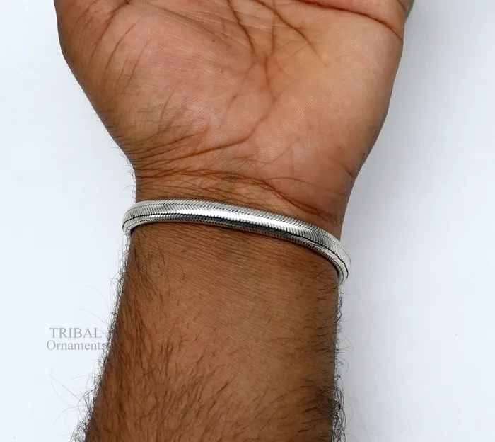 TRIBAL ORNAMENTS Bracelets 7mm 8 solid 925 sterling silver handmade snake chain heavy customized D shape half round bracelet personalized gifting jewelry nsbr250