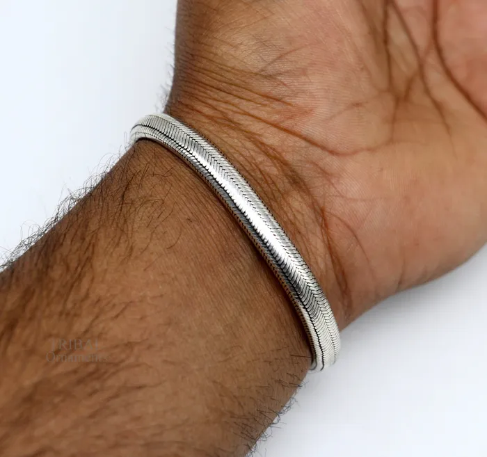TRIBAL ORNAMENTS Bracelets 7mm 8 solid 925 sterling silver handmade snake chain heavy customized D shape half round bracelet personalized gifting jewelry nsbr250
