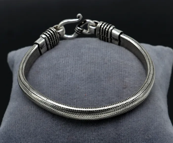 TRIBAL ORNAMENTS Bracelets 7mm 8 solid 925 sterling silver handmade snake chain heavy customized D shape half round bracelet personalized gifting jewelry nsbr250