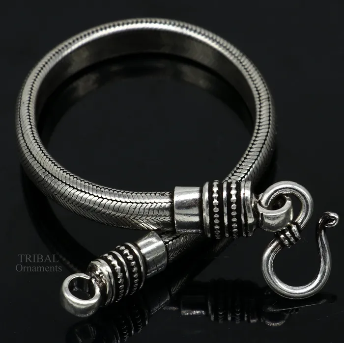 TRIBAL ORNAMENTS Bracelets 7mm 8 solid 925 sterling silver handmade snake chain heavy customized D shape half round bracelet personalized gifting jewelry nsbr250