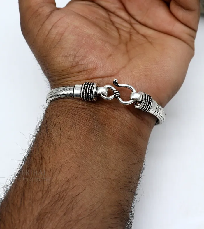 TRIBAL ORNAMENTS Bracelets 7mm 8 solid 925 sterling silver handmade snake chain heavy customized D shape half round bracelet personalized gifting jewelry nsbr250