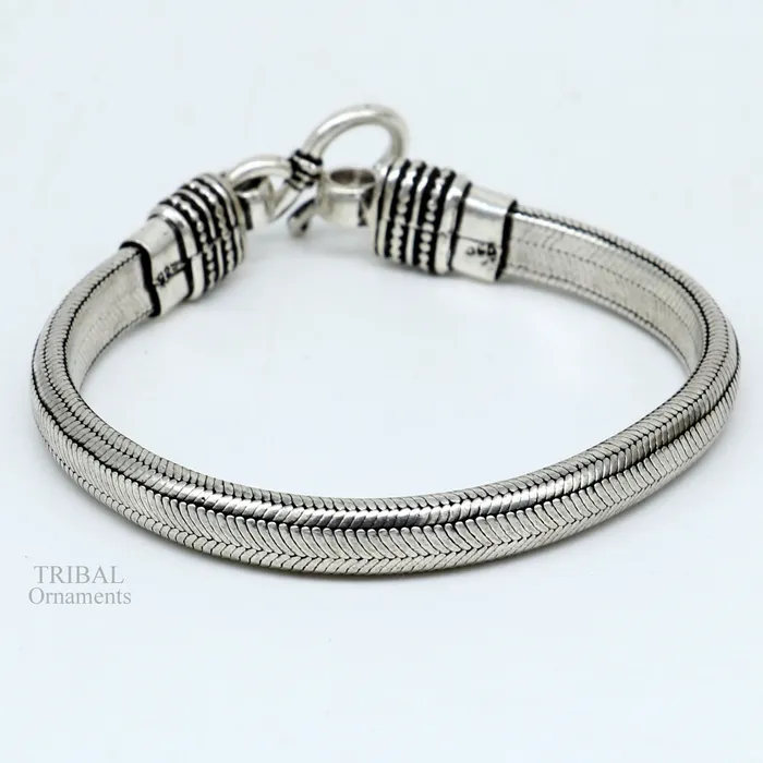 TRIBAL ORNAMENTS Bracelets 7mm 8 solid 925 sterling silver handmade snake chain heavy customized D shape half round bracelet personalized gifting jewelry nsbr250