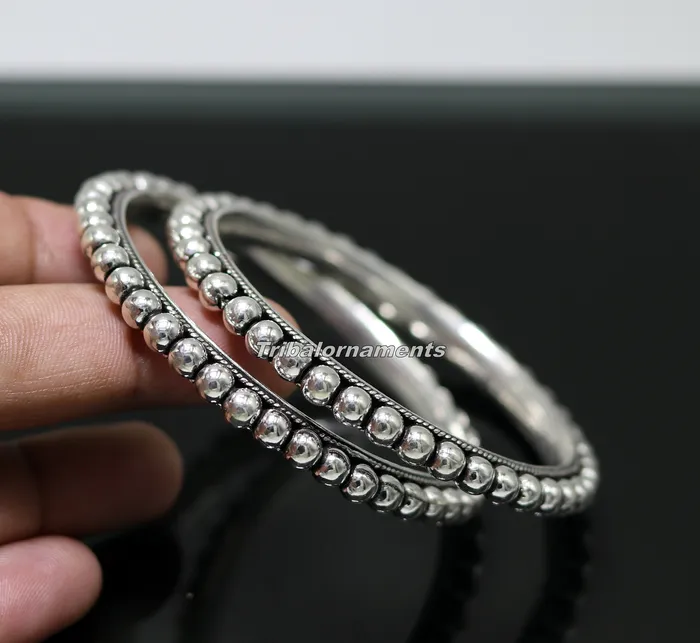 TRIBAL ORNAMENTS Bracelets 925 sterling silver amazing silver beaded bangle bracelet excellent custom made oxidized personalized bangle jewelry for belly dance ba55 TRIBAL ORNAMENTS Bracelets 925 sterling silver amazing silver beaded bangle bracelet excellent custom made oxidized personalized bangle jewelry for belly dance ba55