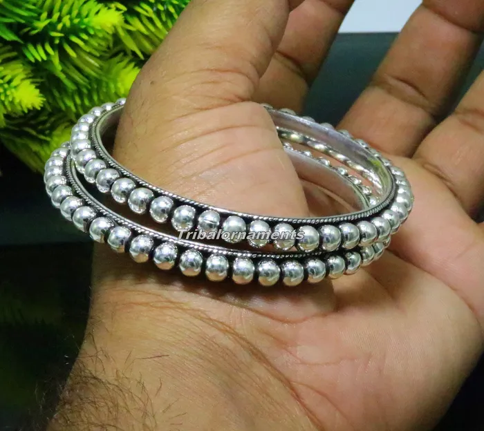 TRIBAL ORNAMENTS Bracelets 925 sterling silver amazing silver beaded bangle bracelet excellent custom made oxidized personalized bangle jewelry for belly dance ba55 TRIBAL ORNAMENTS Bracelets 925 sterling silver amazing silver beaded bangle bracelet excellent custom made oxidized personalized bangle jewelry for belly dance ba55
