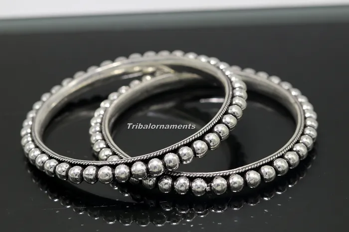 TRIBAL ORNAMENTS Bracelets 925 sterling silver amazing silver beaded bangle bracelet excellent custom made oxidized personalized bangle jewelry for belly dance ba55 TRIBAL ORNAMENTS Bracelets 925 sterling silver amazing silver beaded bangle bracelet excellent custom made oxidized personalized bangle jewelry for belly dance ba55