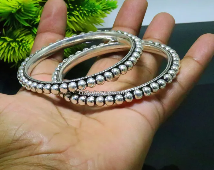TRIBAL ORNAMENTS Bracelets 925 sterling silver amazing silver beaded bangle bracelet excellent custom made oxidized personalized bangle jewelry for belly dance ba55 TRIBAL ORNAMENTS Bracelets 925 sterling silver amazing silver beaded bangle bracelet excellent custom made oxidized personalized bangle jewelry for belly dance ba55