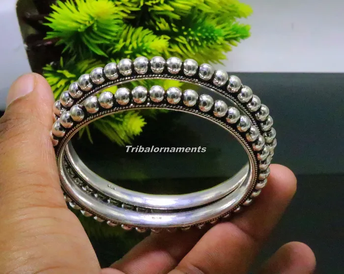 TRIBAL ORNAMENTS Bracelets 925 sterling silver amazing silver beaded bangle bracelet excellent custom made oxidized personalized bangle jewelry for belly dance ba55 TRIBAL ORNAMENTS Bracelets 925 sterling silver amazing silver beaded bangle bracelet excellent custom made oxidized personalized bangle jewelry for belly dance ba55
