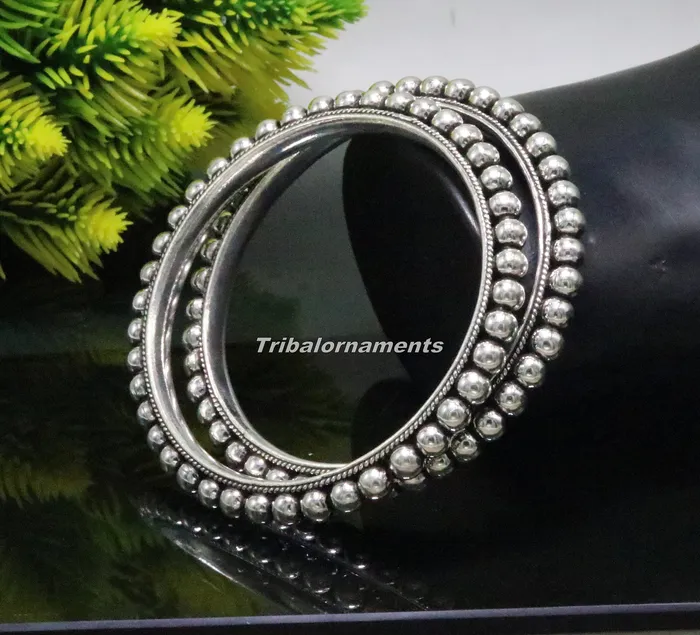 TRIBAL ORNAMENTS Bracelets 925 sterling silver amazing silver beaded bangle bracelet excellent custom made oxidized personalized bangle jewelry for belly dance ba55 TRIBAL ORNAMENTS Bracelets 925 sterling silver amazing silver beaded bangle bracelet excellent custom made oxidized personalized bangle jewelry for belly dance ba55