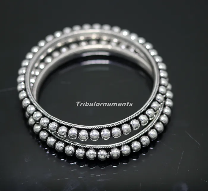 TRIBAL ORNAMENTS Bracelets 925 sterling silver amazing silver beaded bangle bracelet excellent custom made oxidized personalized bangle jewelry for belly dance ba55 TRIBAL ORNAMENTS Bracelets 925 sterling silver amazing silver beaded bangle bracelet excellent custom made oxidized personalized bangle jewelry for belly dance ba55