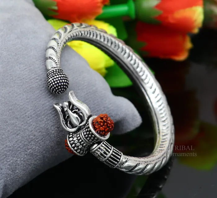 TRIBAL ORNAMENTS Bracelets 925 sterling silver handmade lord shiva Babubali kada bangle bracelet best Shiva trident trishul kada mens gifting jewelry RNSK470 TRIBAL ORNAMENTS Bracelets 925 sterling silver handmade lord shiva Babubali kada bangle bracelet best Shiva trident trishul kada mens gifting jewelry RNSK470