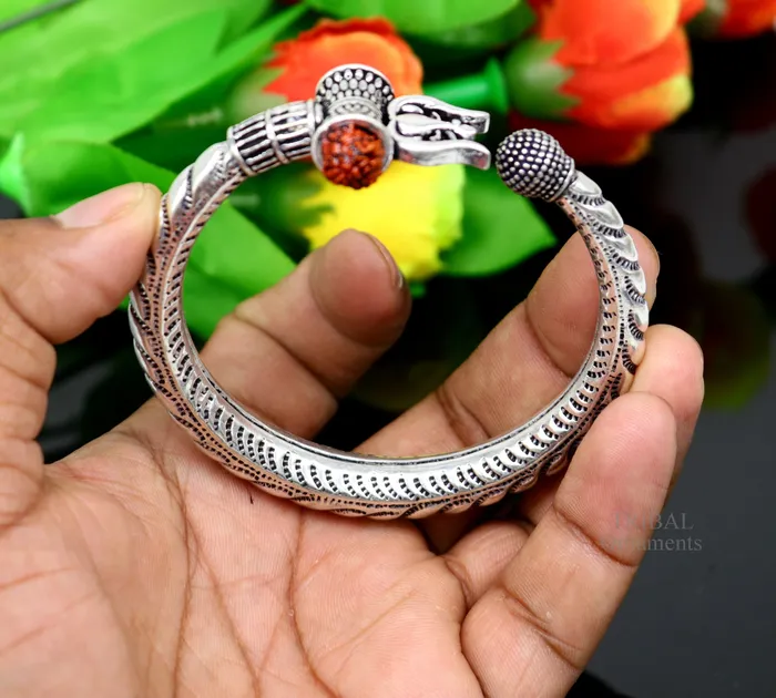 TRIBAL ORNAMENTS Bracelets 925 sterling silver handmade lord shiva Babubali kada bangle bracelet best Shiva trident trishul kada mens gifting jewelry RNSK470 TRIBAL ORNAMENTS Bracelets 925 sterling silver handmade lord shiva Babubali kada bangle bracelet best Shiva trident trishul kada mens gifting jewelry RNSK470