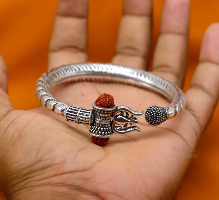 TRIBAL ORNAMENTS Bracelets 925 sterling silver handmade lord shiva Babubali kada bangle bracelet best Shiva trident trishul kada mens gifting jewelry RNSK470 TRIBAL ORNAMENTS Bracelets 925 sterling silver handmade lord shiva Babubali kada bangle bracelet best Shiva trident trishul kada mens gifting jewelry RNSK470
