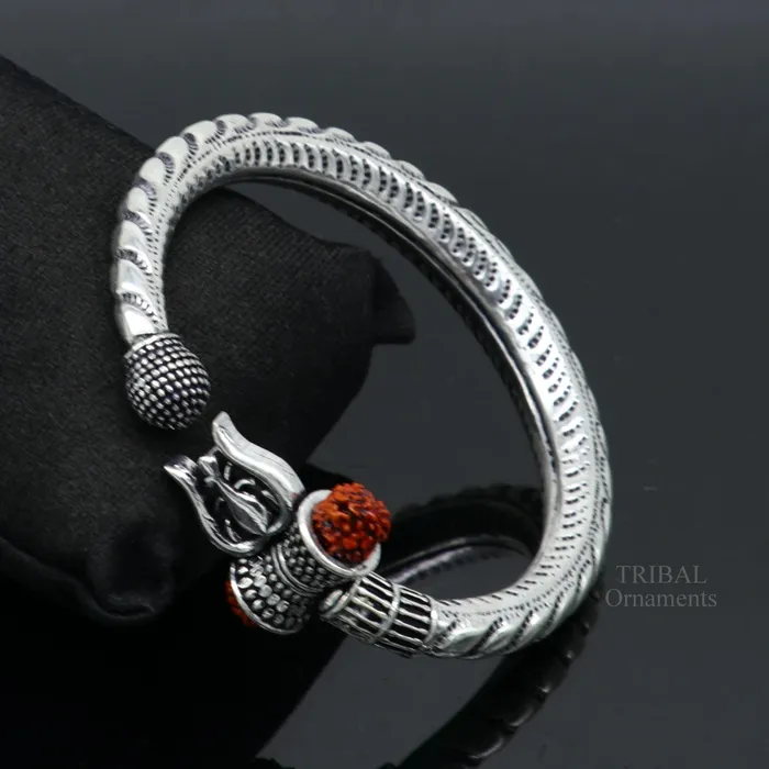 TRIBAL ORNAMENTS Bracelets 925 sterling silver handmade lord shiva Babubali kada bangle bracelet best Shiva trident trishul kada mens gifting jewelry RNSK470 TRIBAL ORNAMENTS Bracelets 925 sterling silver handmade lord shiva Babubali kada bangle bracelet best Shiva trident trishul kada mens gifting jewelry RNSK470