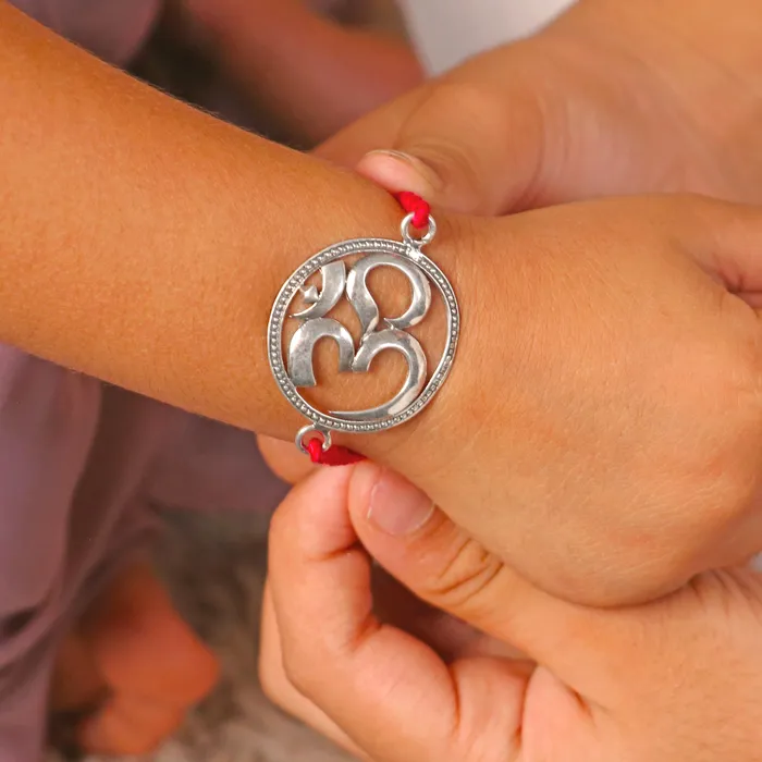 TRIBAL ORNAMENTS Bracelets 925 Sterling silver Om design pendant Rakhi bracelet Rakshabandhan festival rk326 TRIBAL ORNAMENTS Bracelets 925 Sterling silver Om design pendant Rakhi bracelet Rakshabandhan festival rk326