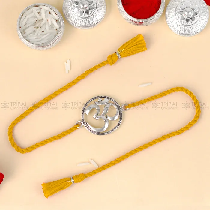 TRIBAL ORNAMENTS Bracelets 925 Sterling silver Om design pendant Rakhi bracelet Rakshabandhan festival rk326 TRIBAL ORNAMENTS Bracelets 925 Sterling silver Om design pendant Rakhi bracelet Rakshabandhan festival rk326