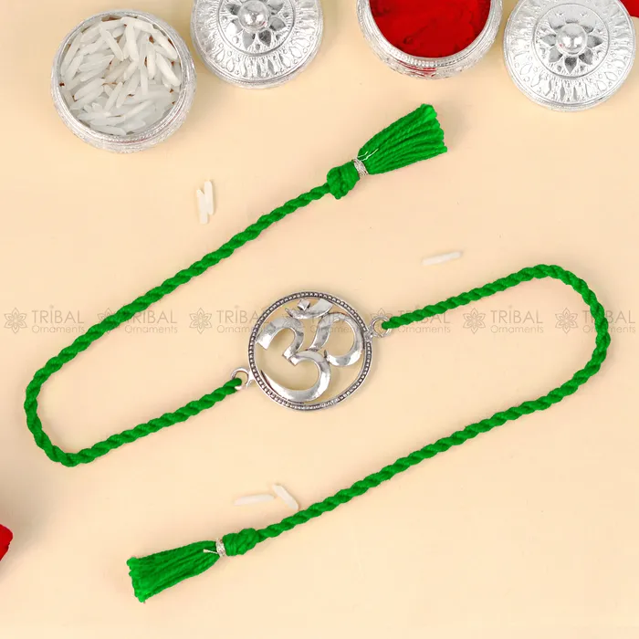 TRIBAL ORNAMENTS Bracelets 925 Sterling silver Om design pendant Rakhi bracelet Rakshabandhan festival rk326 TRIBAL ORNAMENTS Bracelets 925 Sterling silver Om design pendant Rakhi bracelet Rakshabandhan festival rk326