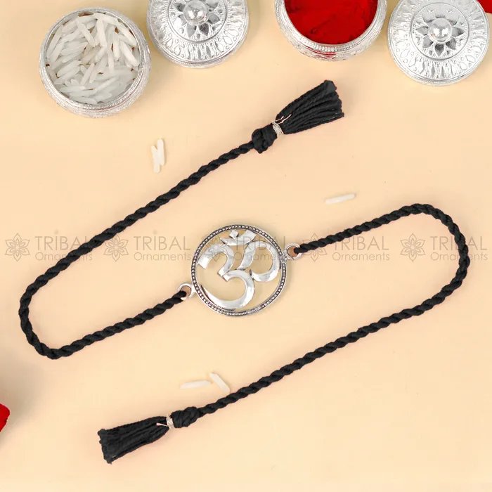 TRIBAL ORNAMENTS Bracelets 925 Sterling silver Om design pendant Rakhi bracelet Rakshabandhan festival rk326 TRIBAL ORNAMENTS Bracelets 925 Sterling silver Om design pendant Rakhi bracelet Rakshabandhan festival rk326