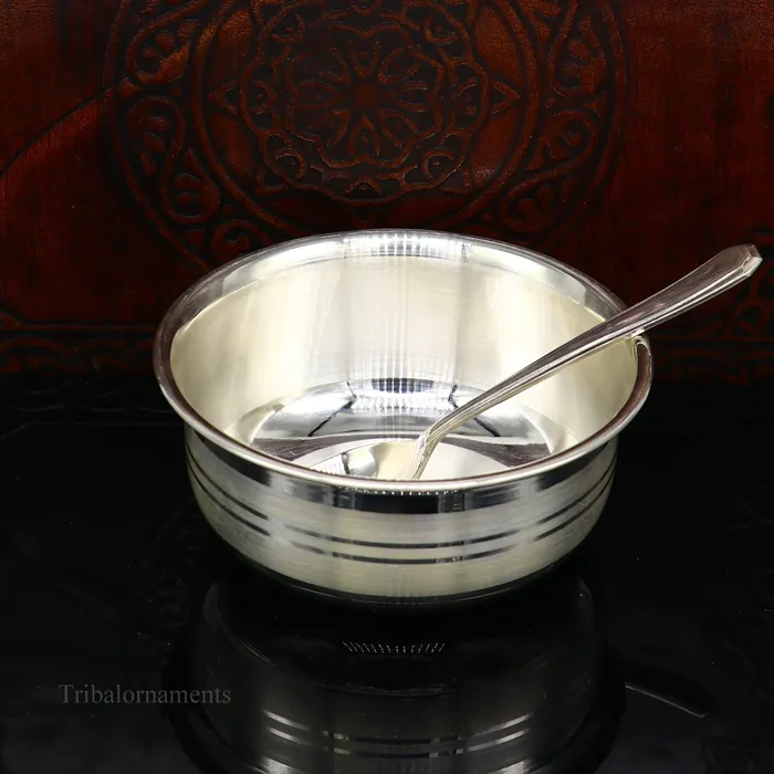 TRIBAL ORNAMENTS Necklaces 999 fine solid silver handmade small bowl for baby serving pure silver vessel silver utensils home kitchen accessories puja bowl sv225 TRIBAL ORNAMENTS Necklaces 999 fine solid silver handmade small bowl for baby serving pure silver vessel silver utensils home kitchen accessories puja bowl sv225