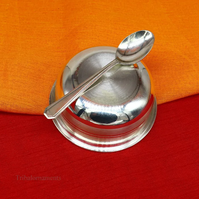 TRIBAL ORNAMENTS Necklaces 999 fine solid silver handmade small bowl for baby serving pure silver vessel silver utensils home kitchen accessories puja bowl sv225