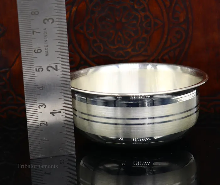 TRIBAL ORNAMENTS Necklaces 999 fine solid silver handmade small bowl for baby serving pure silver vessel silver utensils home kitchen accessories puja bowl sv225