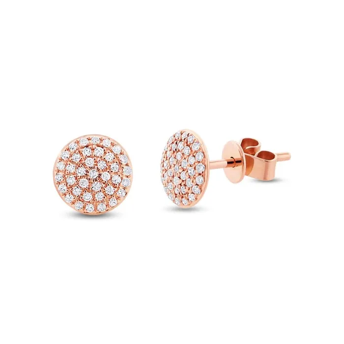 14K Rose Gold Diamond Pave Stud Earrings Meierotto Jewelers Earrings
