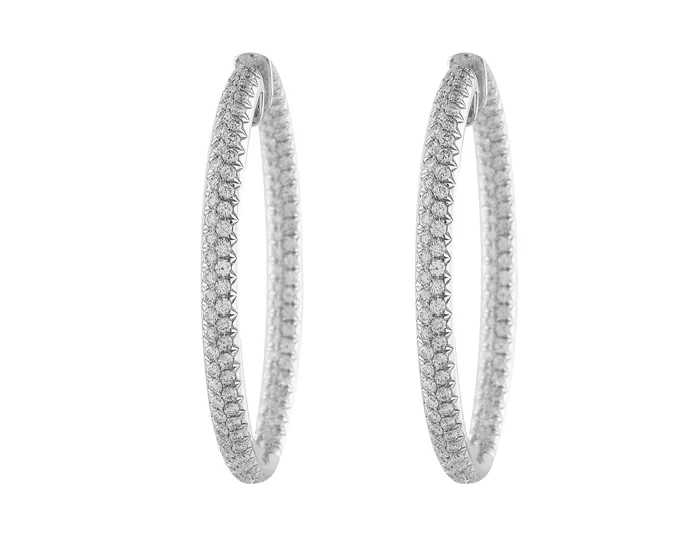 18k White Gold 5ct Oval Hoop Diamond Earrings CJ Charles Jewelers Earrings