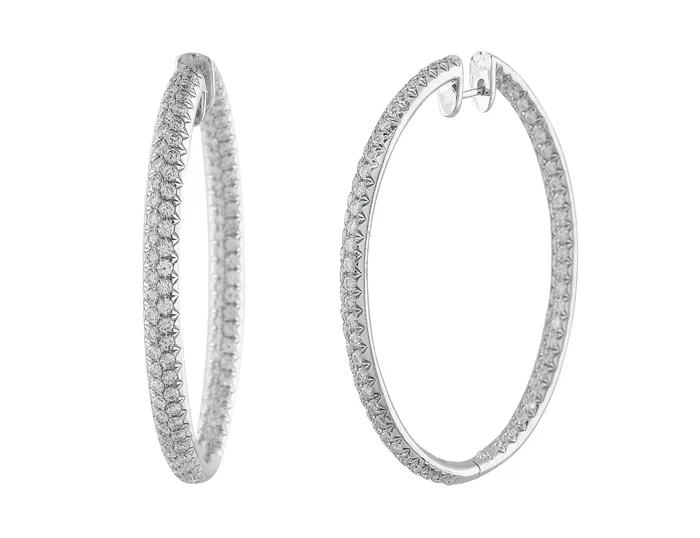 18k White Gold 5ct Oval Hoop Diamond Earrings CJ Charles Jewelers Earrings 18k White Gold 5ct Oval Hoop Diamond Earrings CJ Charles Jewelers Earrings