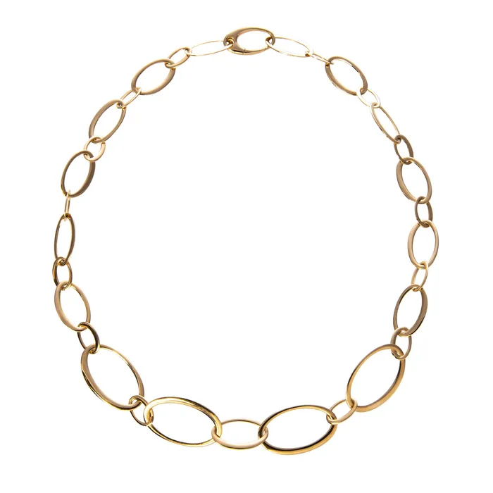 18K Yellow Gold Italian Graduated Large Oval Link Necklace Croghans Necklaces 18K Yellow Gold Italian Graduated Large Oval Link Necklace Croghans Necklaces