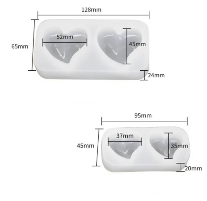 2pcs Heartshaped Resin Molds IntoResin Necklaces