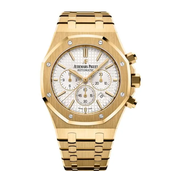 Audemars Piguet Royal Oak Chronograph 41mm Mens Watch Ref 26320BAOO1220BA01 Silver Dial 18K Yellow Gold Bracelet Audemars Piguet Bracelets Audemars Piguet Royal Oak Chronograph 41mm Mens Watch Ref 26320BAOO1220BA01 Silver Dial 18K Yellow Gold Bracelet Audemars Piguet Bracelets