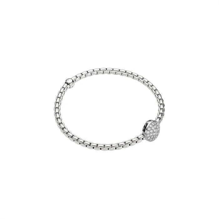 Bracelets FOPE Fope 18K White Gold Eka Collection Bracelet with Pave Diamond Rondel Medium Size Bracelets FOPE Fope 18K White Gold Eka Collection Bracelet with Pave Diamond Rondel Medium Size