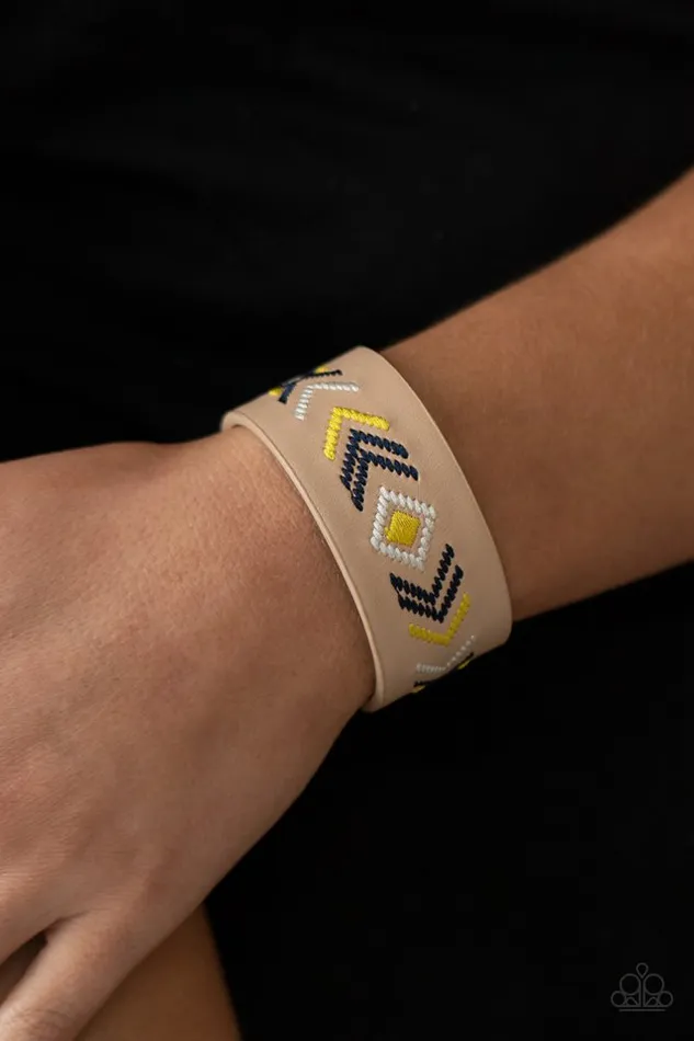 Bracelets Paparazzi Bracelet Cliff Glyphs Yellow Paparazzi Jewelry