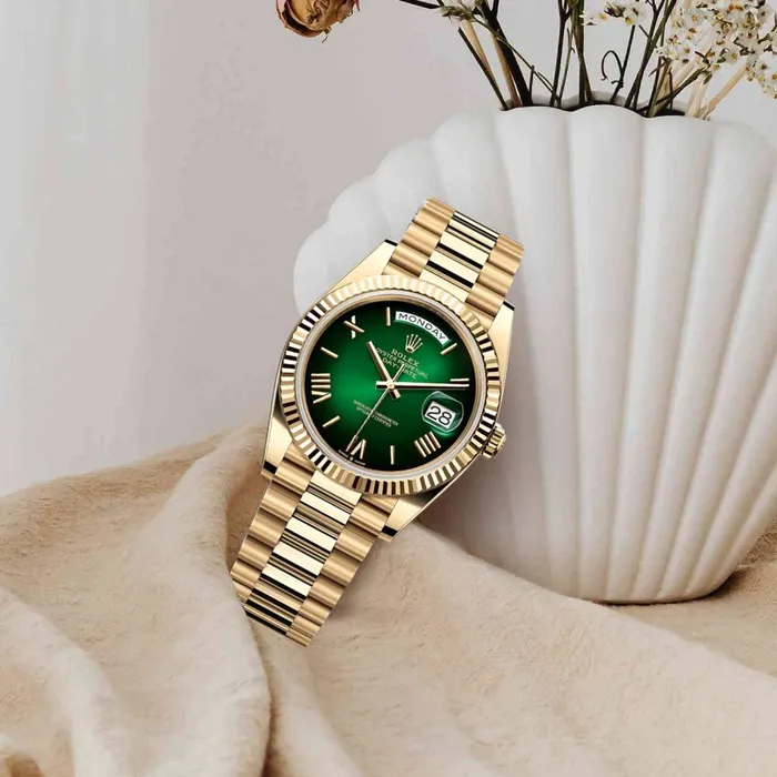 Bracelets Rolex 2024 Release Rolex DayDate 40mm Ref 2282380069 Green Ombre Dial 18k Yellow Gold Presidential Bracelet Watch