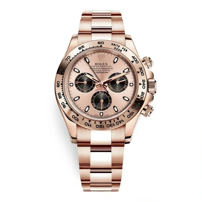 Bracelets Rolex Cosmograph Daytona 40mm Ref 1165050009 Rose Black Index Dial 18K Rose Gold Oyster Bracelet Mens Watch Rolex