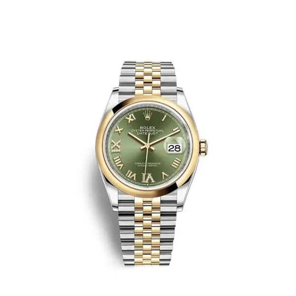 Bracelets Rolex Datejust 36mm Ref 1262030025 Green Roman Diamond Dial Two Tone Stainless Steel 18K Yellow Gold Jubilee Bracelet Watch Rolex Bracelets Rolex Datejust 36mm Ref 1262030025 Green Roman Diamond Dial Two Tone Stainless Steel 18K Yellow Gold Jubilee Bracelet Watch Rolex