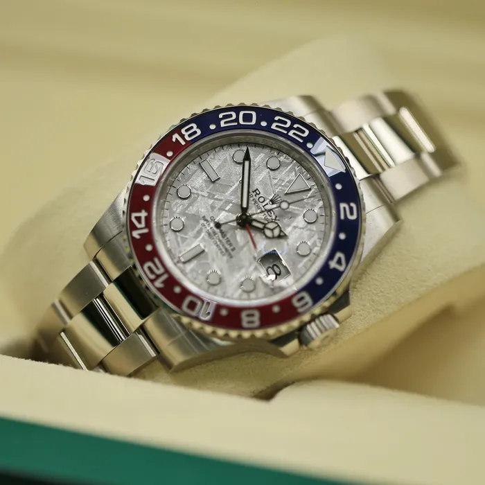 Bracelets Rolex Rolex GMTMaster II Pepsi 40mm Ref 126719BLRO0002 Meteorite Dial Red Blue Ceramic Bezel 18K White Gold Oyster Bracelet Mens Watch Bracelets Rolex Rolex GMTMaster II Pepsi 40mm Ref 126719BLRO0002 Meteorite Dial Red Blue Ceramic Bezel 18K White Gold Oyster Bracelet Mens Watch