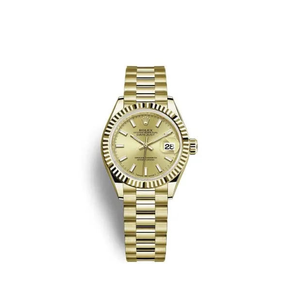 Bracelets Rolex Rolex Lady Datejust 28mm Ref 2791780001 Champagne Dial 18K Yellow Gold President Bracelet Womens Watch Bracelets Rolex Rolex Lady Datejust 28mm Ref 2791780001 Champagne Dial 18K Yellow Gold President Bracelet Womens Watch