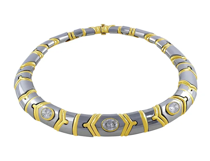 Bvlgari Necklaces Bulgari 18k White Yellow Gold Diamond Necklace GIA Certified Bvlgari Necklaces Bulgari 18k White Yellow Gold Diamond Necklace GIA Certified